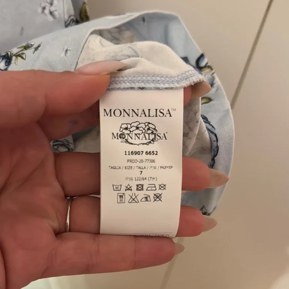 Monnalisa Blue Floral GirlsTop - Picture 3 of 4